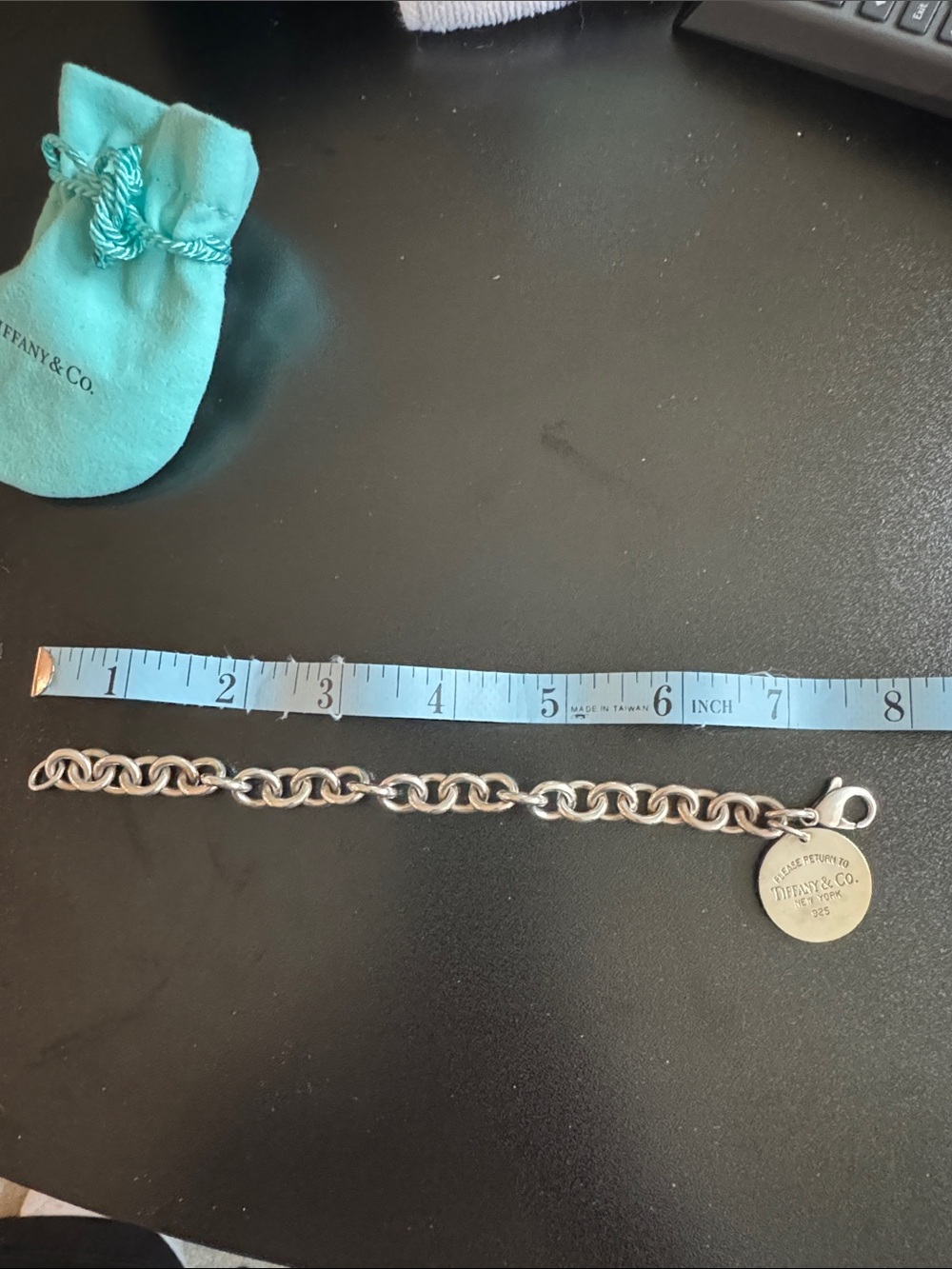 Tiffany & Co. Silver Link Charm Bracelet with Round Tag